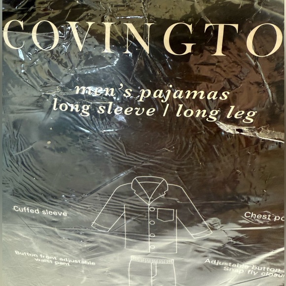 NWT Men's Pajamas Top & Pants SET Snowflake Shirt Size XL Cotton Navy Covington - Picture 6 of 10